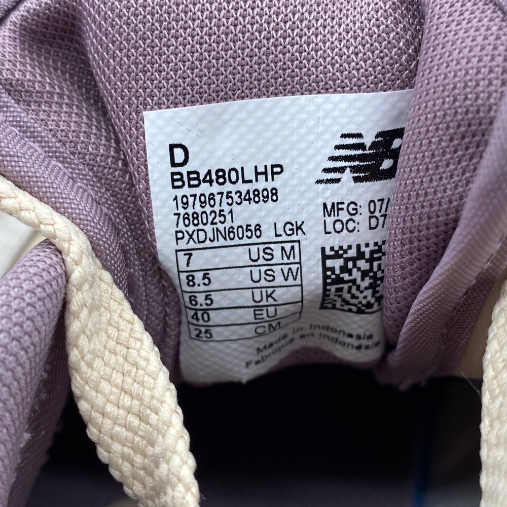 New Balance 480 Sneakers Womens 8.5 Cream Tan Lavender BB480LHP Low Top Shoes - Picture 3 of 9